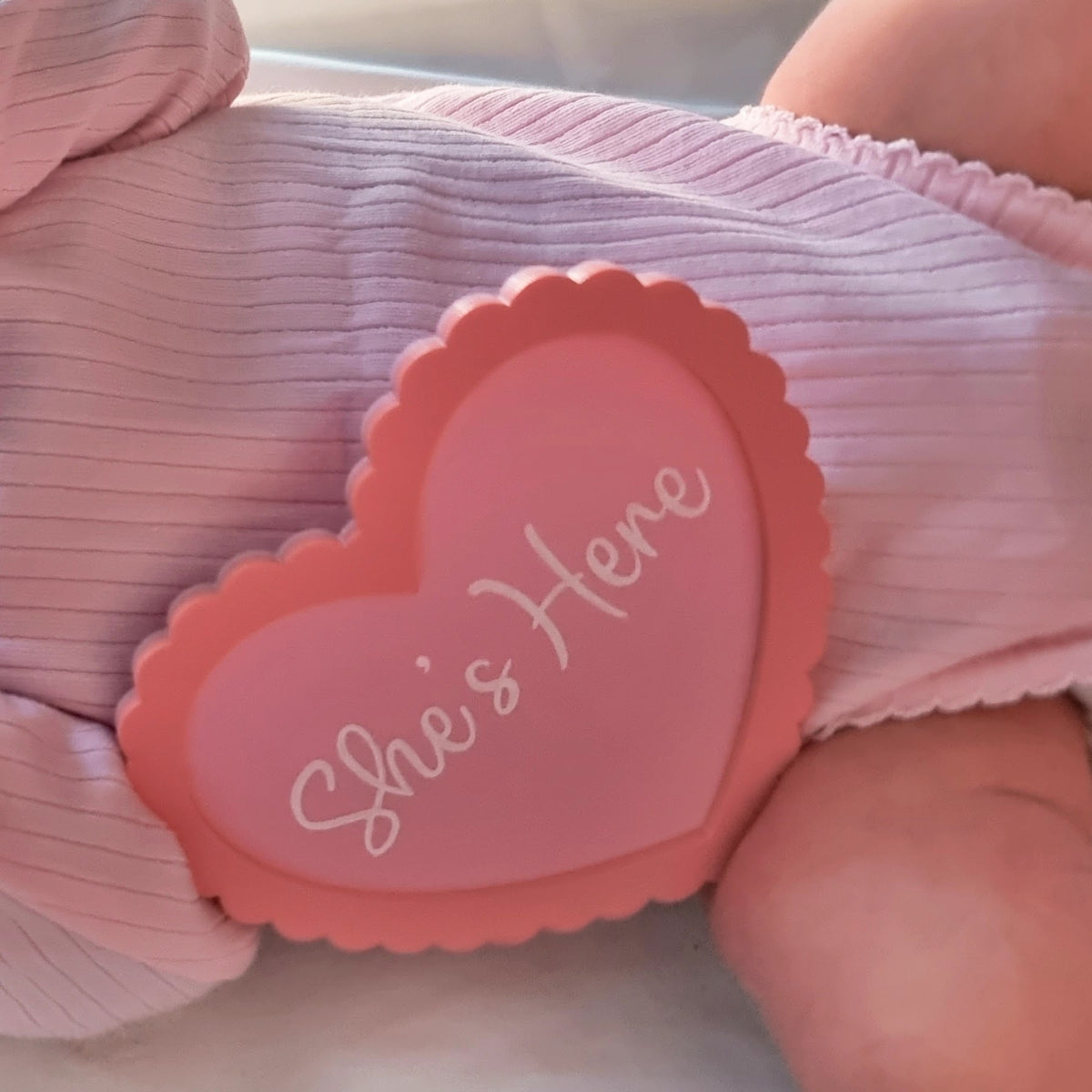 SHE IS HERE - DOUBLE LAYER - SCALLOP HEART PLAQUE