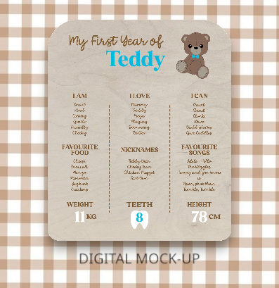 BEAR MY FIRST YEAR - THEMED MILESTONE BOARD