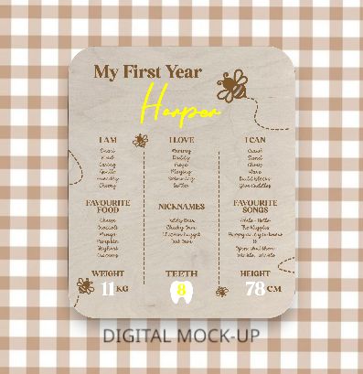 MY FIRST YEAR - BEE THEMED MILESTONE BOARD