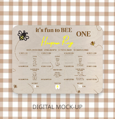 IT'S FUN TO BEE ONE - FIRST BIRTHDAY BOARD WITH MILESTONES & PHOTOS