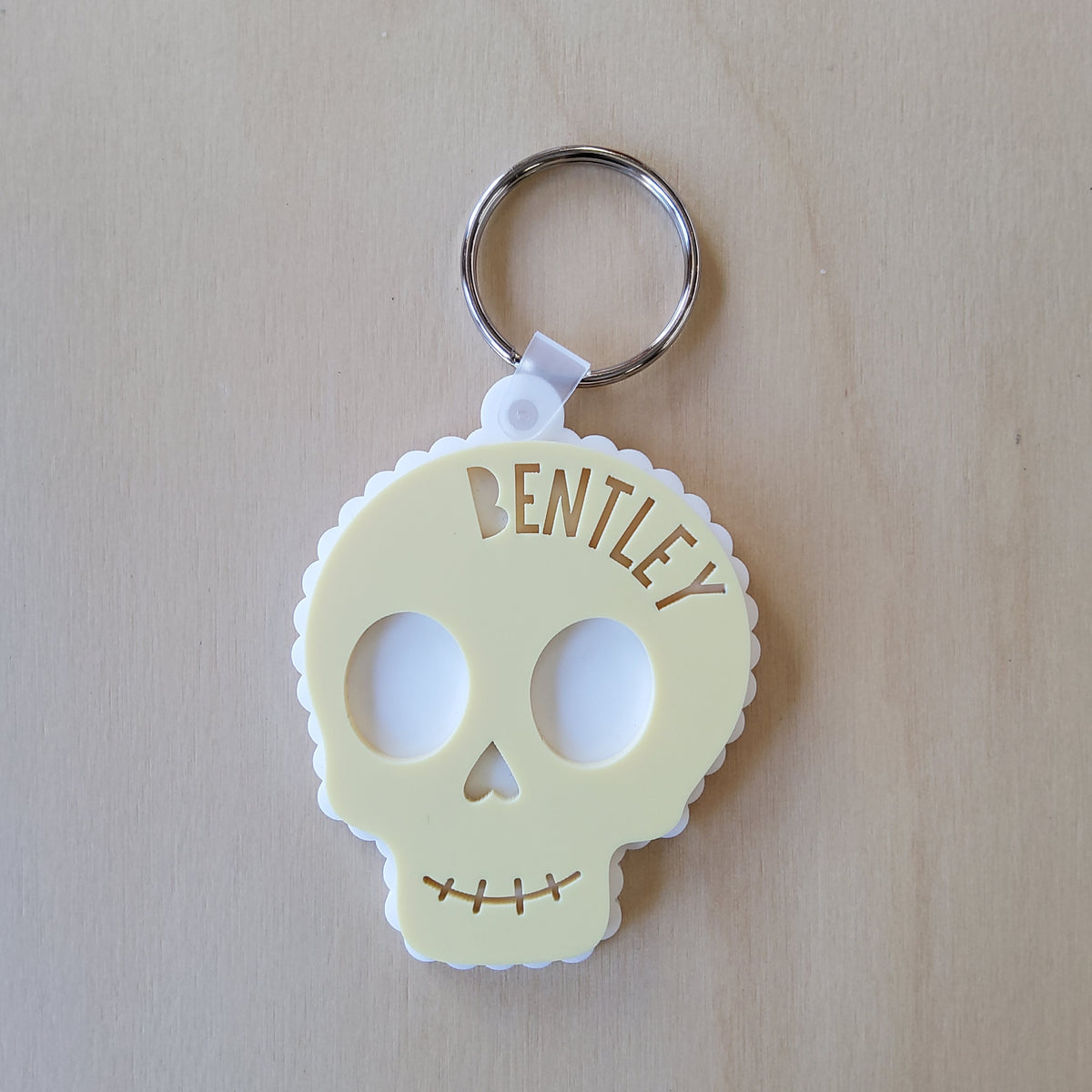 Scalloped Skull Personalised Tag