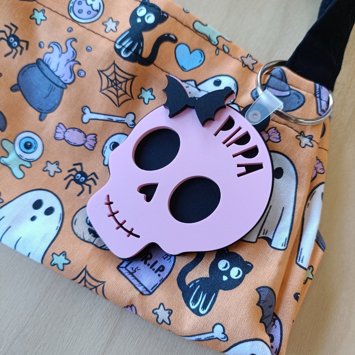 Skull with Bow Personalised Tag